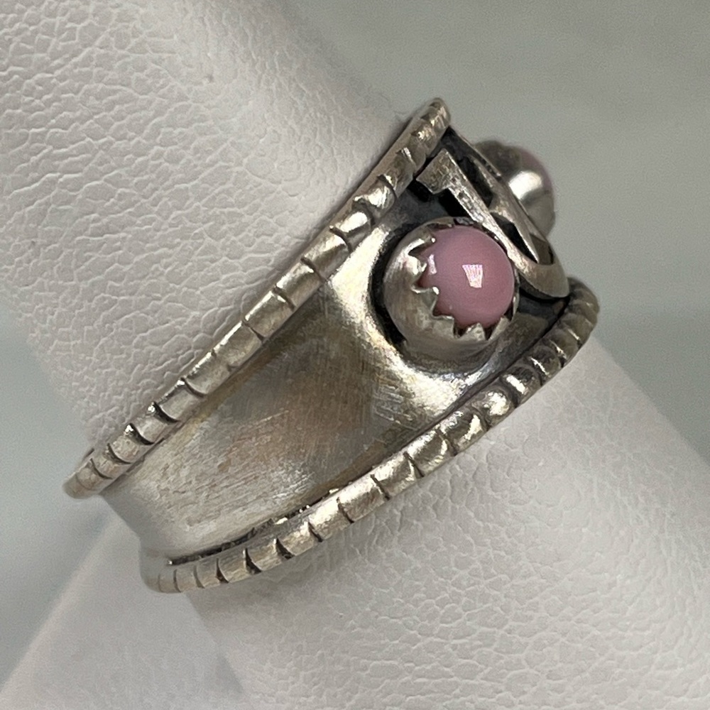 Solid 925 Sterling Silver Pink Conch Gemstone Hor… - image 8